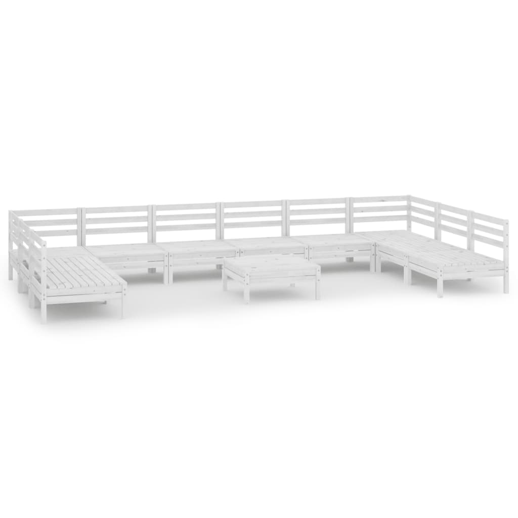 11-tlg. Garten-Lounge-Set Weiss Massivholz Kiefer